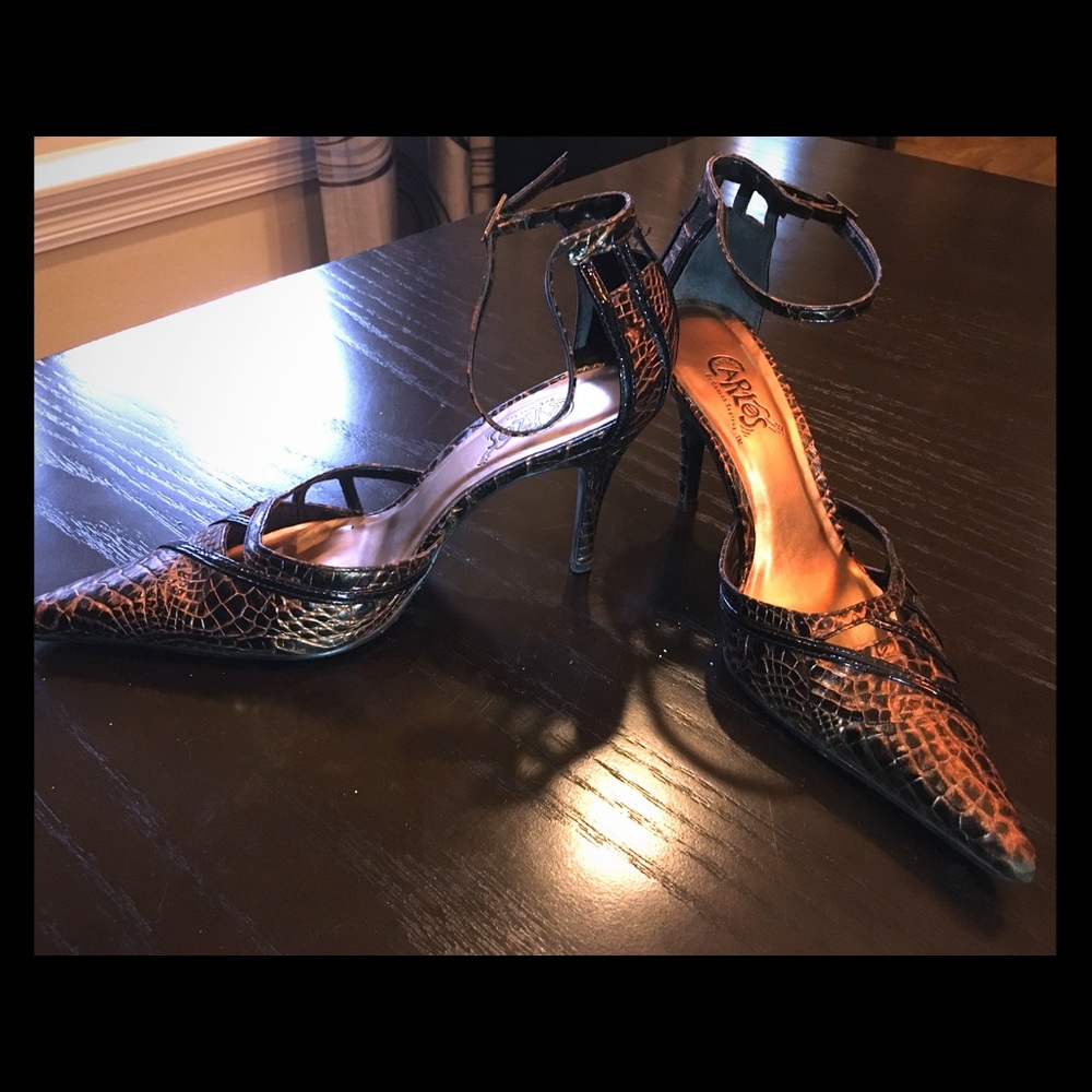 Carlos Pointed Toe “Snakeskin” Pumps (Shoes)